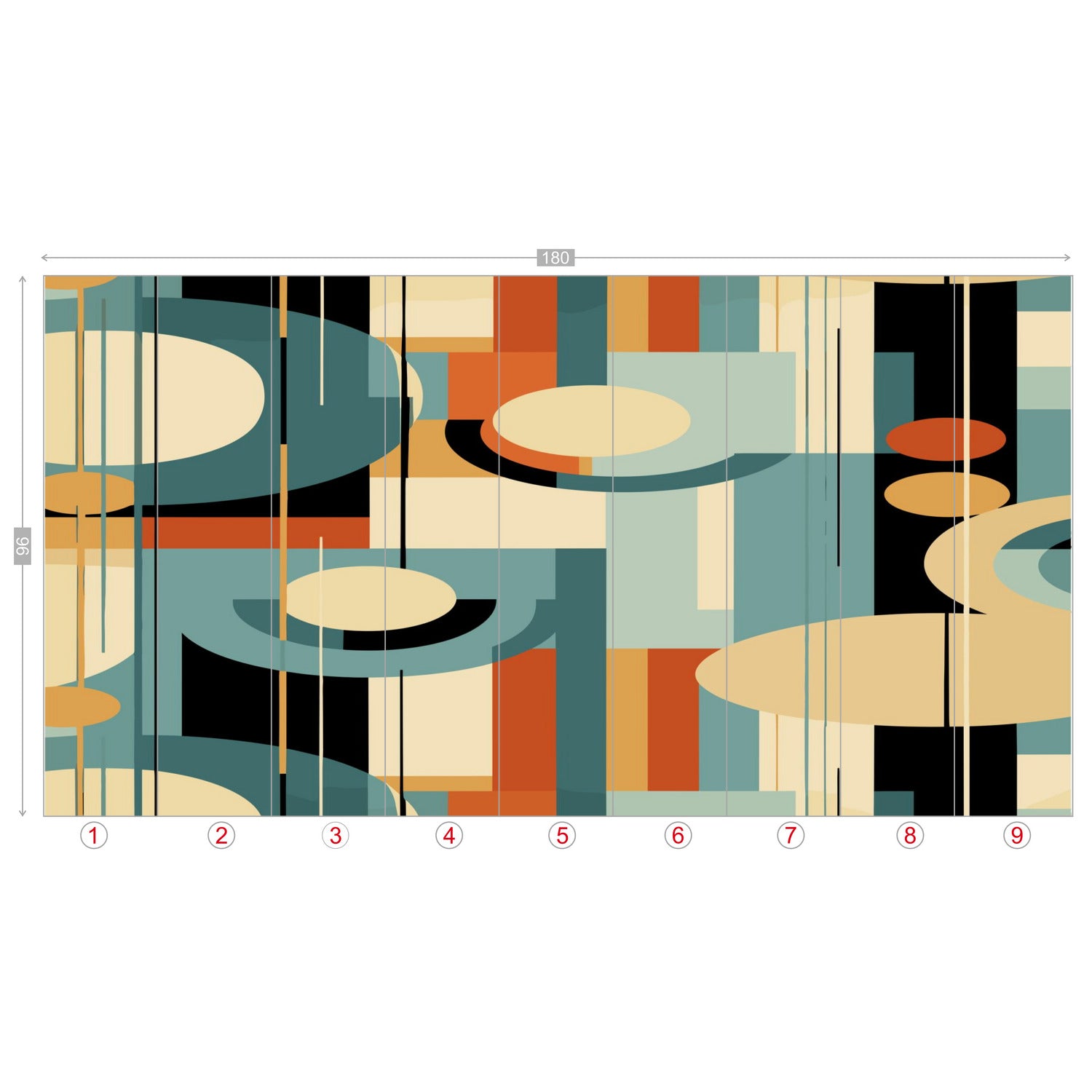 Kate McEnroe New York Mid Century Modern Abstract Wall Mural, Retro Geometric Peel and Stick WallpaperWall Mural127655