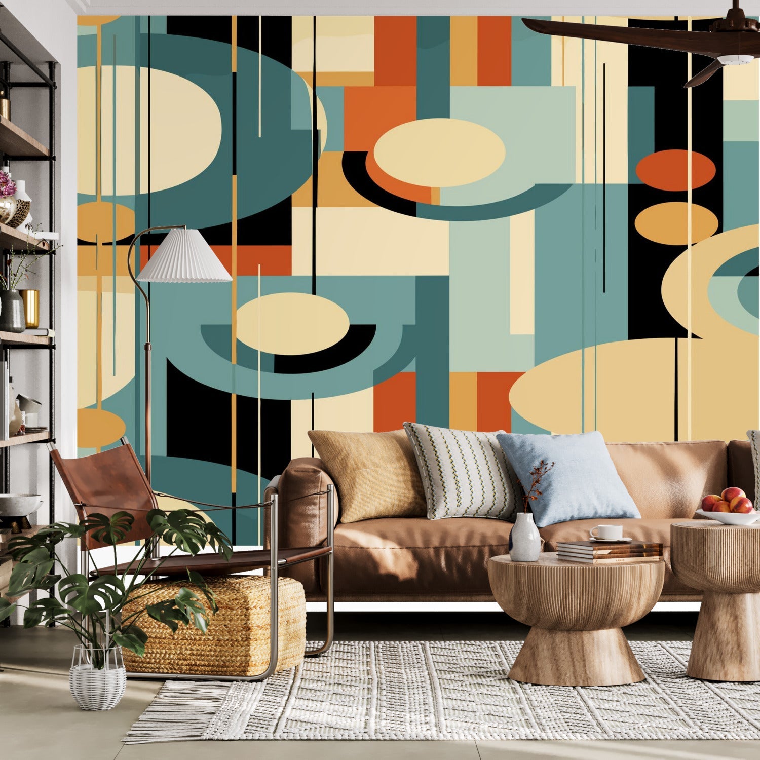 Kate McEnroe New York Mid Century Modern Abstract Wall Mural, Retro Geometric Peel and Stick WallpaperWall Mural127655