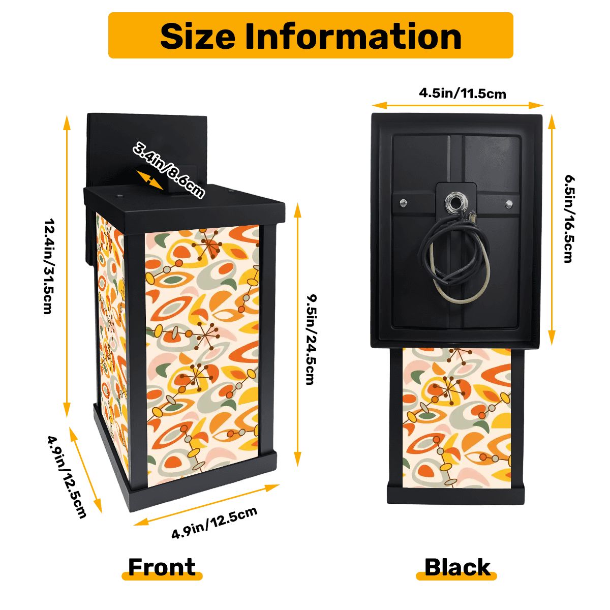 Kate McEnroe New York Mid Century Modern Abstract Wall Sconce, Retro Orange Mustard Patio Light, 1950s Style Outdoor Accent LampOutdoor Wall Lights3Eeul32aLd