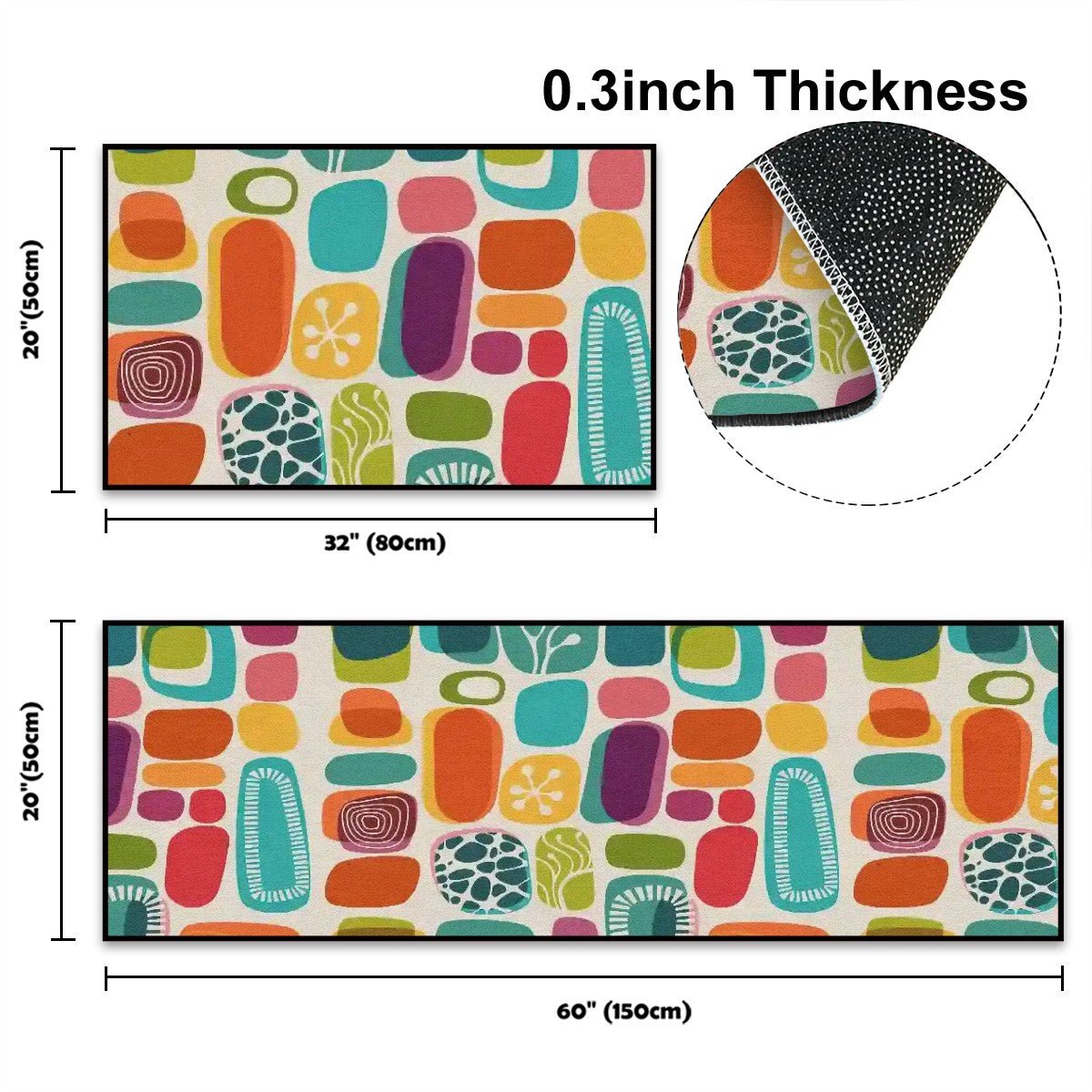 Kate McEnroe New York Mid Century Modern Amoeba Mat Set, Retro 50s Kitchen Bath RugsKitchen Floor MatsCcZNOwCDv2