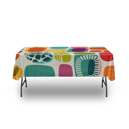 Kate McEnroe New York Mid Century Modern Amoeba Rectangle Tablecloth, Retro 50s Abstract Print, MCM Dining DecorTablecloths123296