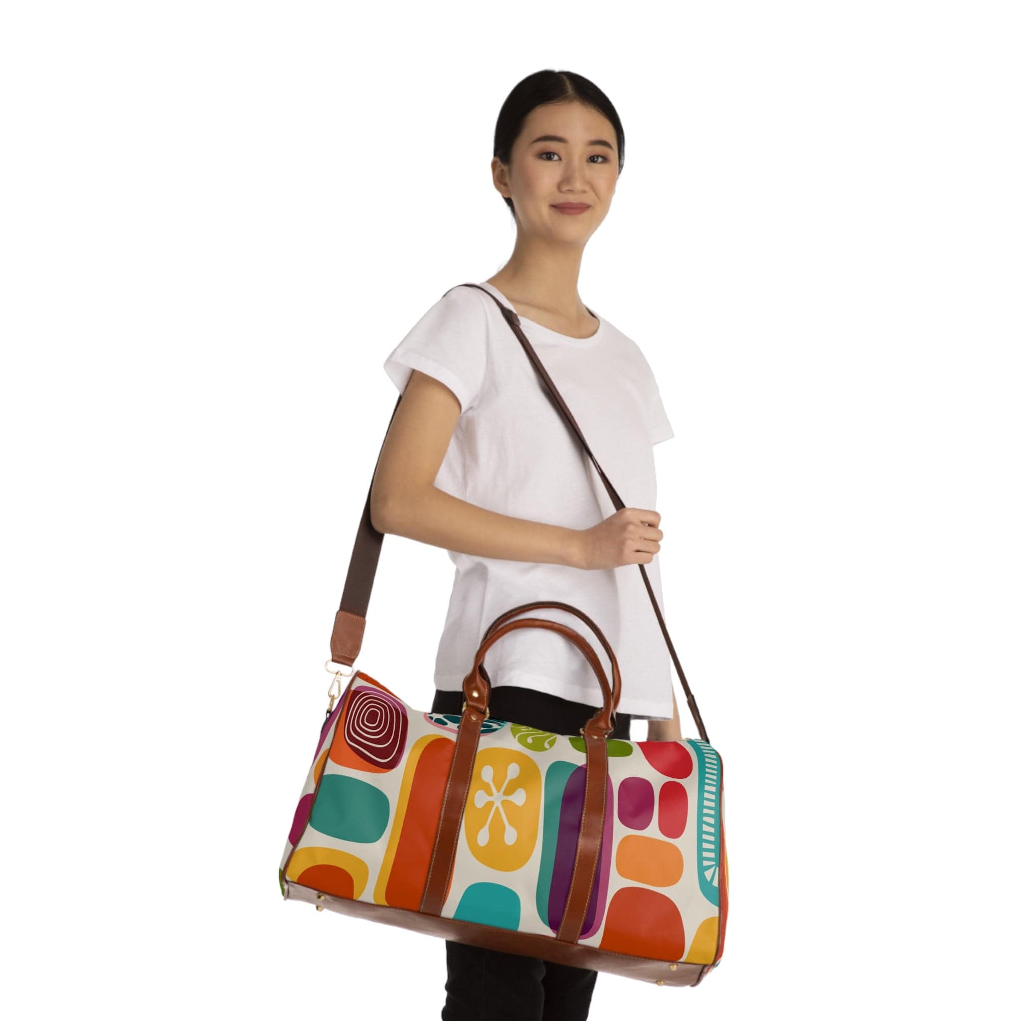 Kate McEnroe New York Mid Century Modern Amoeba Waterproof Travel Bag, MCM Geometric Abstract Googie Carry on Bag, Retro Weekender Bag - 132982823Duffel Bags32485919127411458319