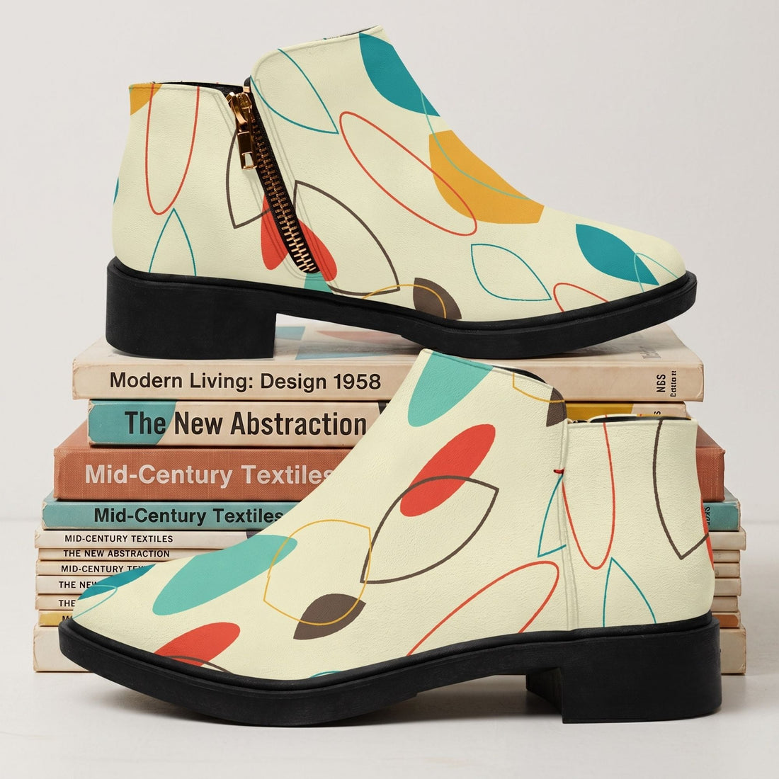 Kate McEnroe New York Mid Century Modern Ankle Boots Funky Retro 60s 70s Patterned Low Heel BootiesAnkle Bootsdtj42nku_001