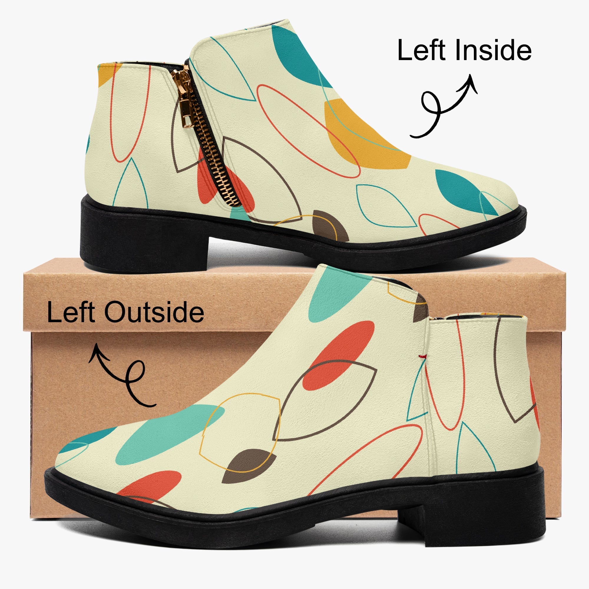 Kate McEnroe New York Mid Century Modern Ankle Boots Funky Retro 60s 70s Patterned Low Heel BootiesAnkle Bootsdtj42nku_001