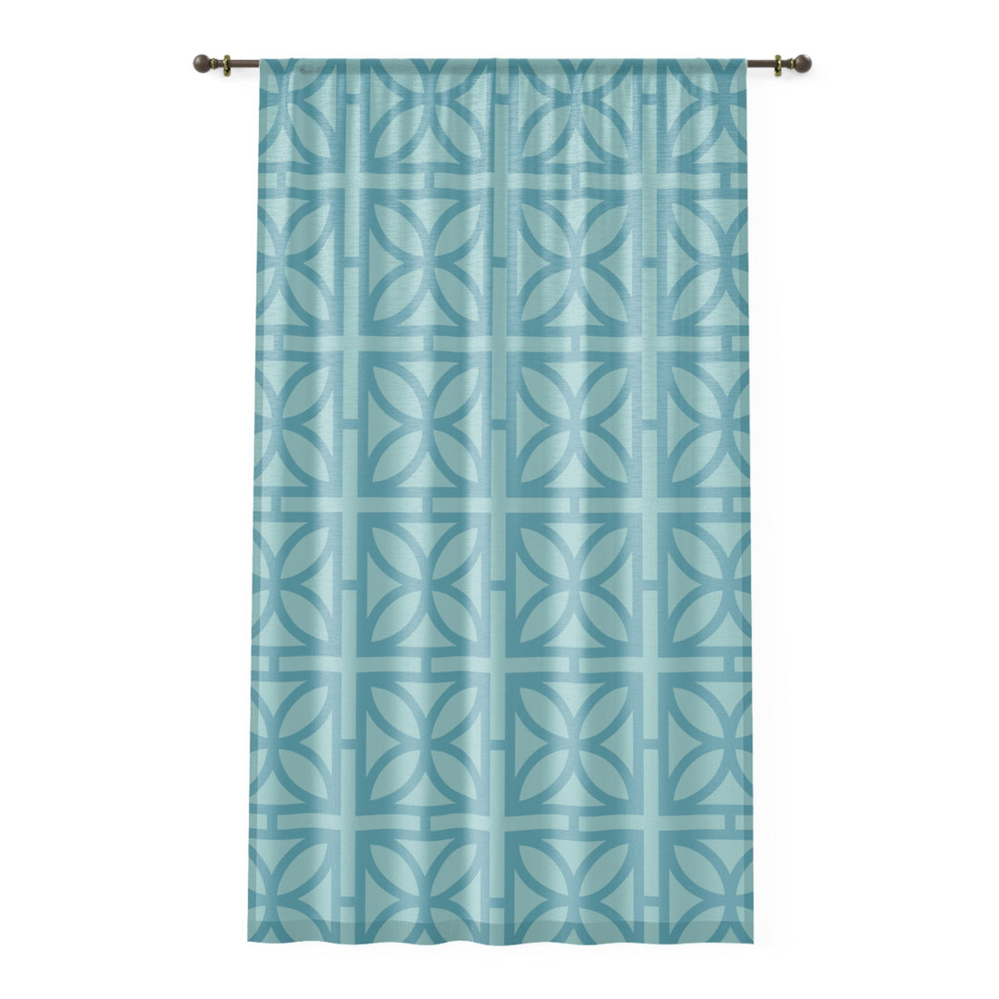 Kate McEnroe New York Mid Century Modern Aqua Breeze Block Sheer Window Curtain, Retro Architectural Grid PanelWindow Curtains77280289613756260047