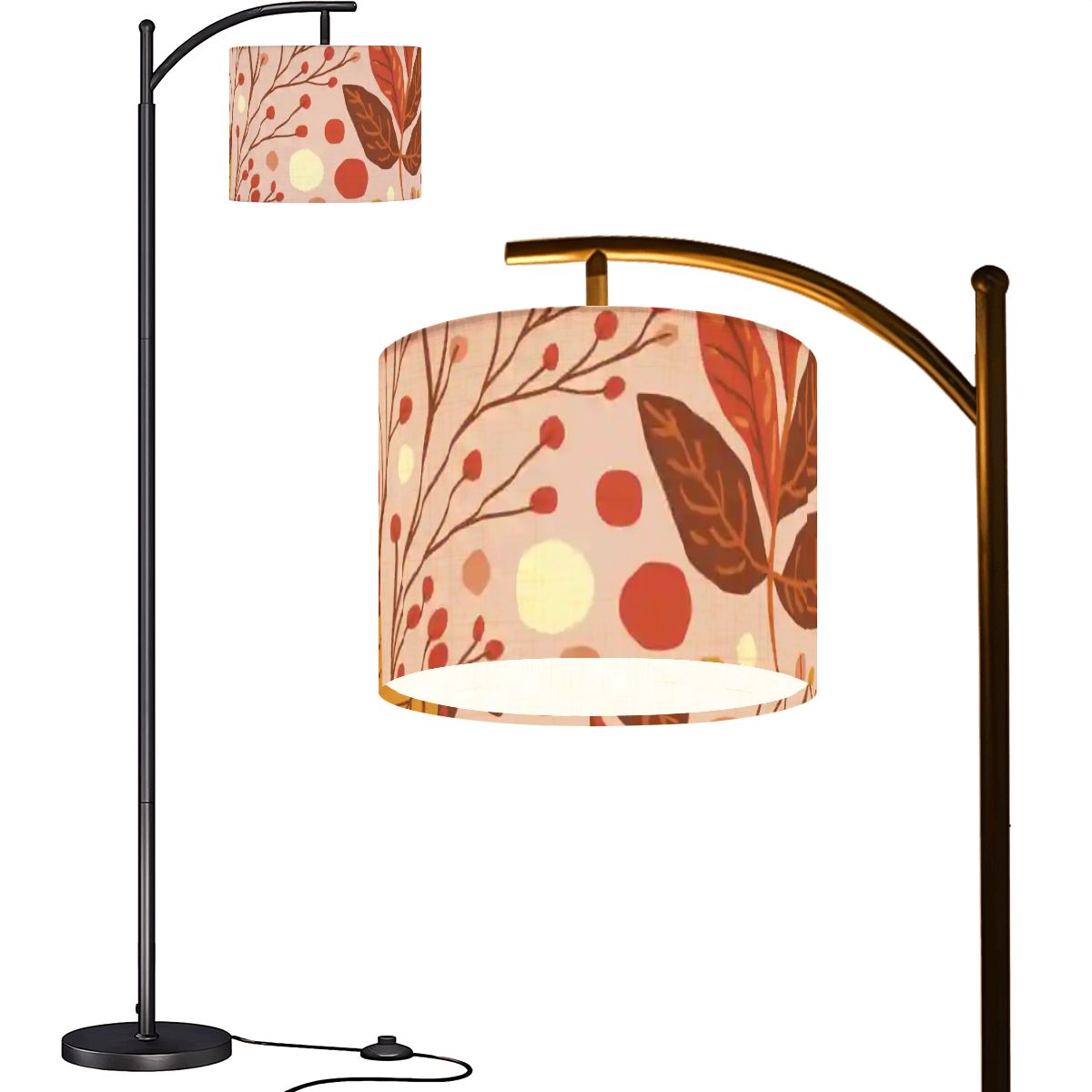Kate McEnroe New York Mid Century Modern Arc Floor Lamp Autumn Botanical Retro LightingArc Floor LampsJKdciUvse5