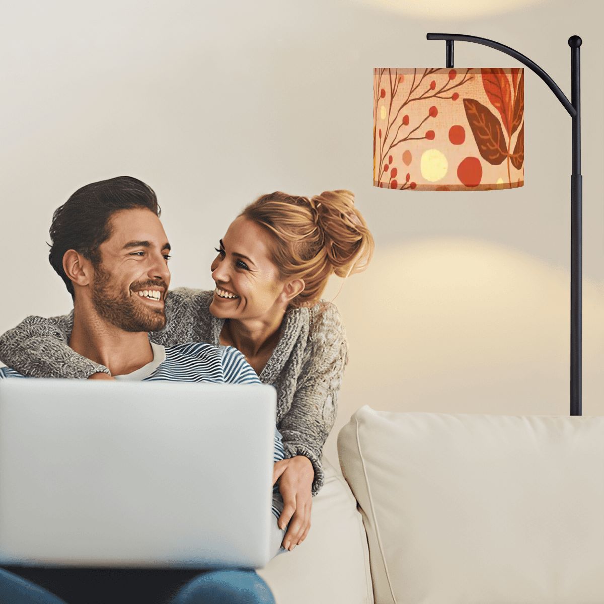 Kate McEnroe New York Mid Century Modern Arc Floor Lamp Autumn Botanical Retro LightingArc Floor LampsJKdciUvse5