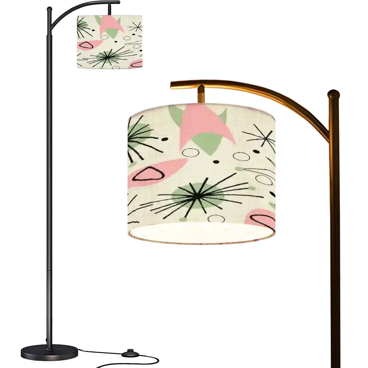 Kate McEnroe New York Mid Century Modern Arc Floor Lamp, Retro Boomerang and Starburst Design, 50s Abstract MCM Accent LightFloor LampsfdloOGnmJ1