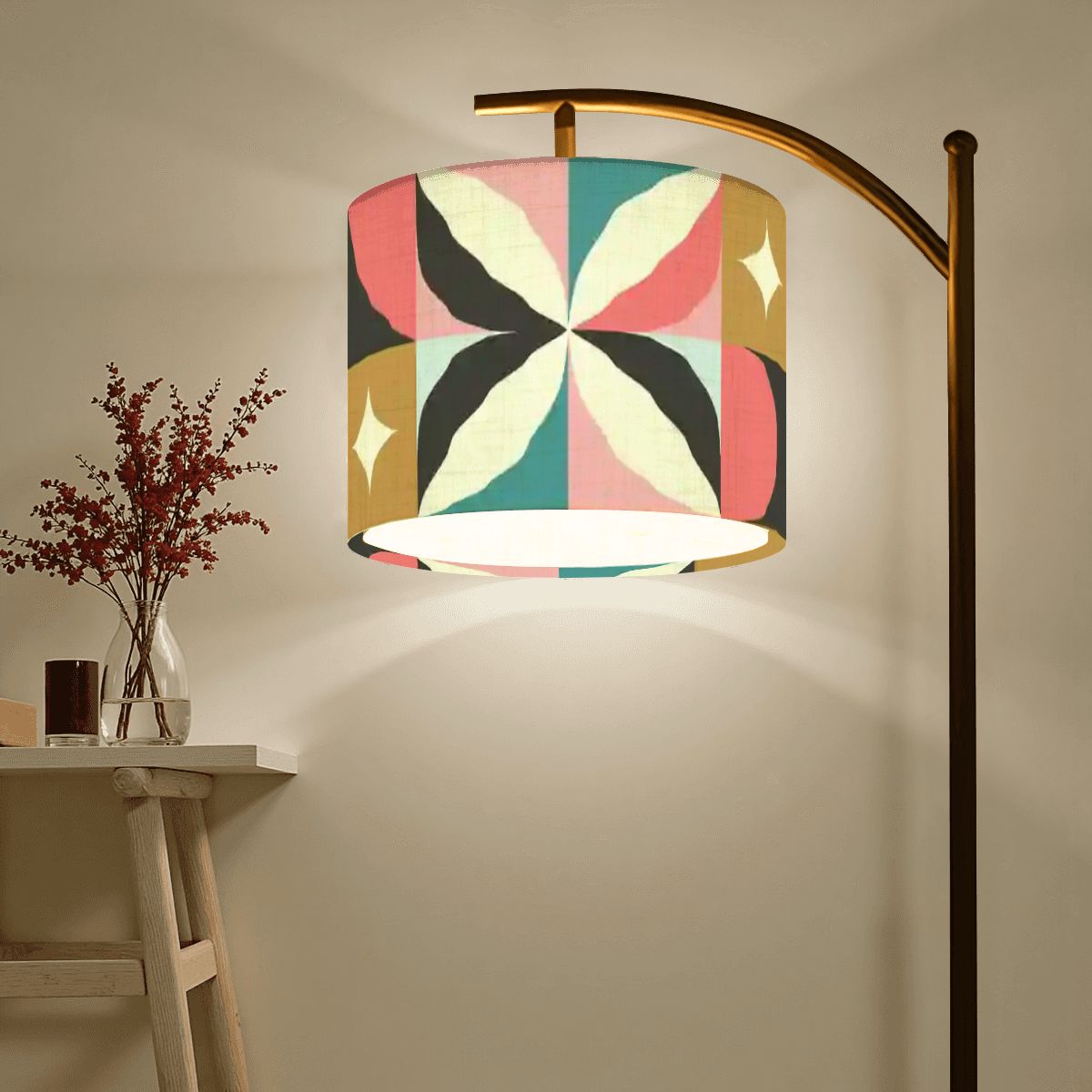 Kate McEnroe New York Mid Century Modern Arc Floor Lamp, Retro Geometric Diamond ShadeArc Floor Lampsl7yzzYufZq