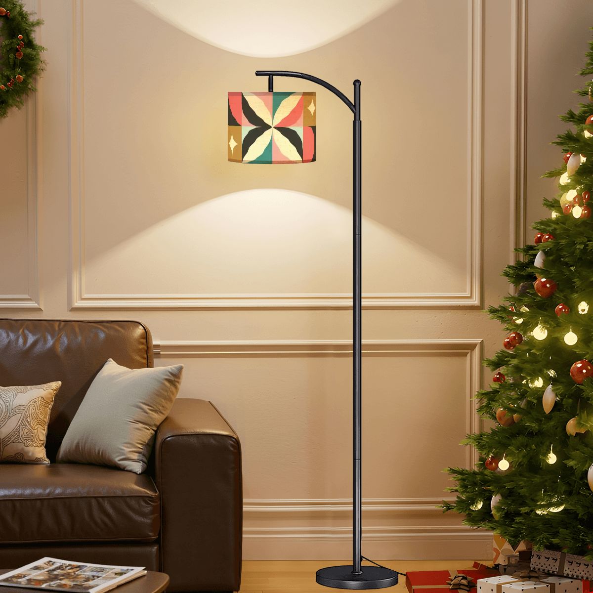 Kate McEnroe New York Mid Century Modern Arc Floor Lamp, Retro Geometric Diamond ShadeArc Floor Lampsl7yzzYufZq