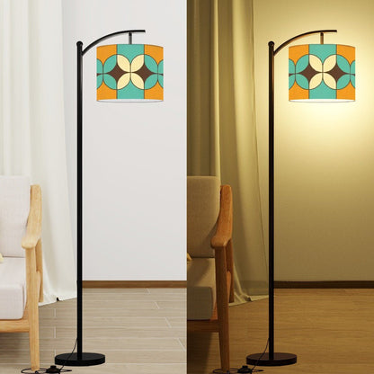 Kate McEnroe New York Mid Century Modern Arc Floor Lamp, Retro Geometric Orb Light, Vibrant Orange Teal Living Room AccentFloor LampshtpiFXR9fs