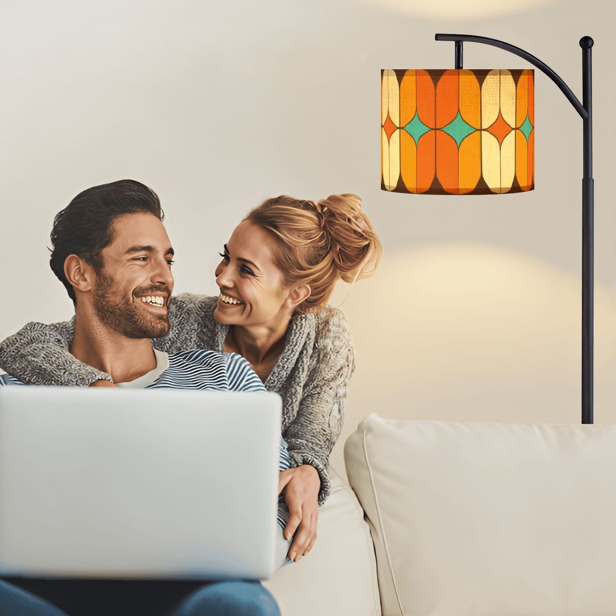 Kate McEnroe New York Mid Century Modern Arc Floor Lamp, Retro Geometric Shade LightingFloor LampsWlbSXVP0yA