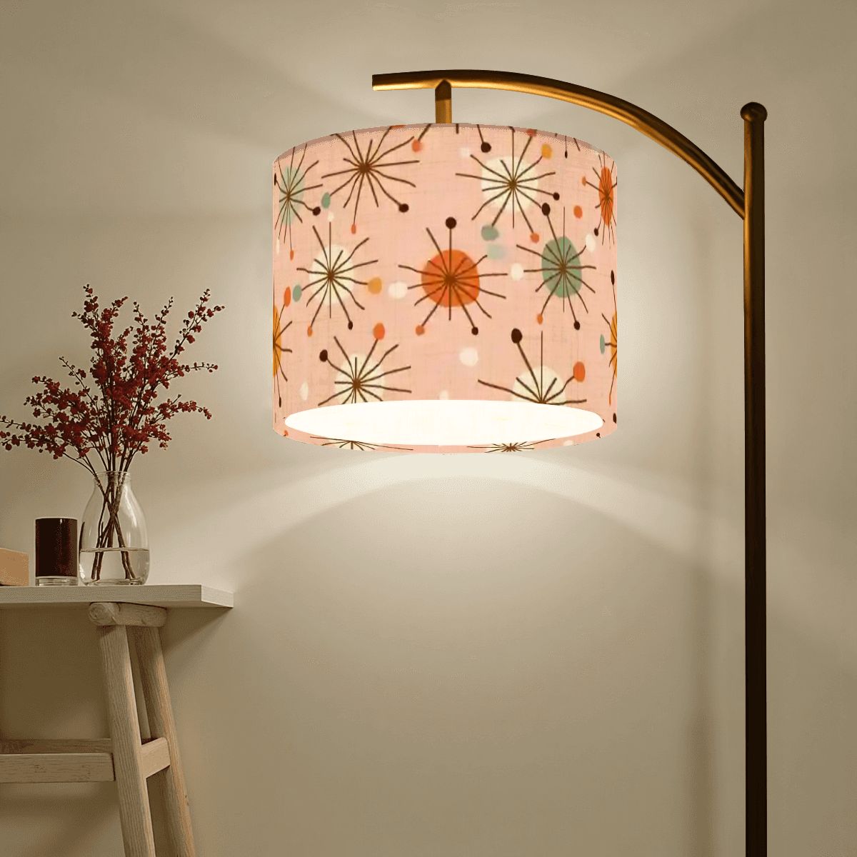 Kate McEnroe New York Mid Century Modern Arc Floor Lamp, Retro Pink Starburst LightingArc Floor Lampss6srlpaOU3