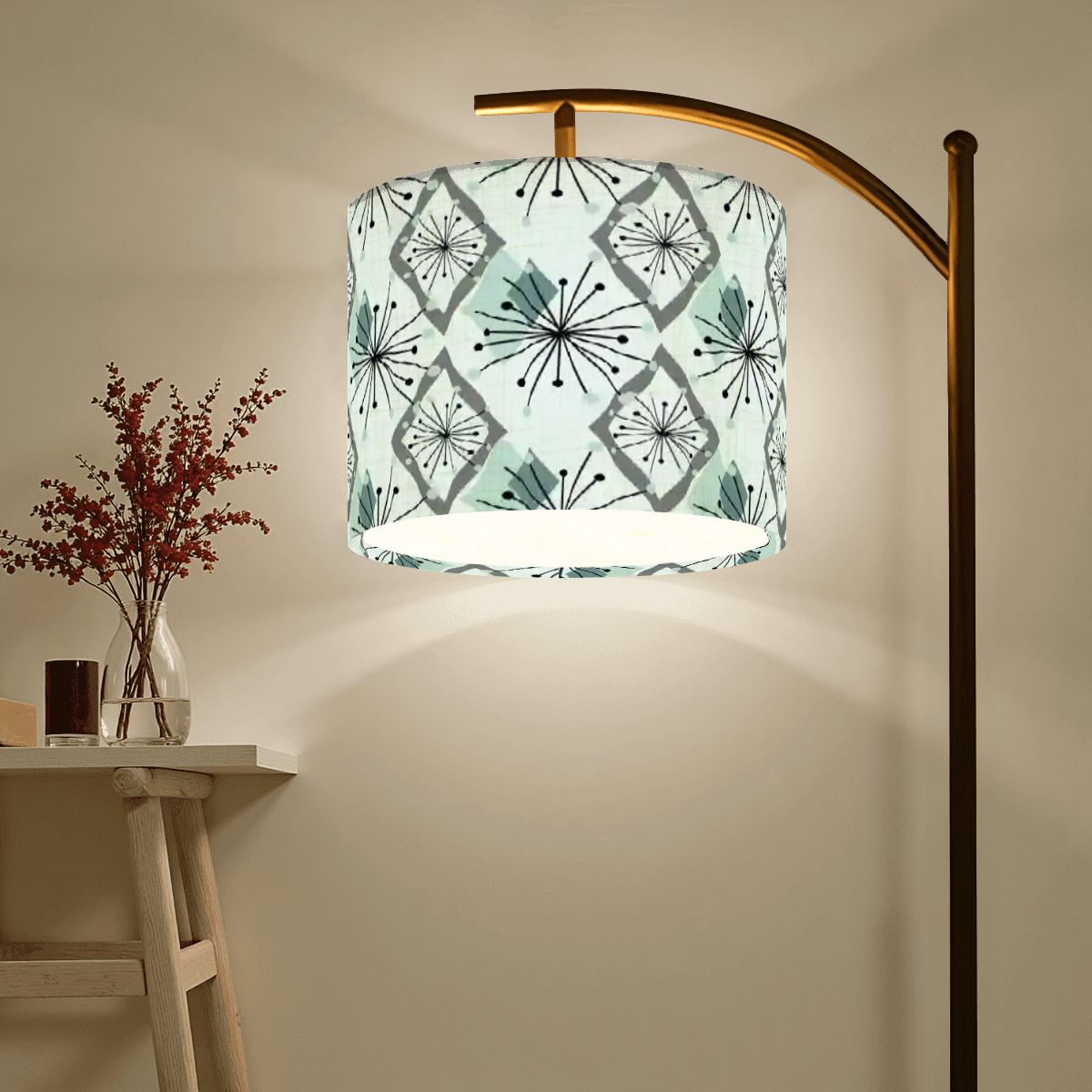 Kate McEnroe New York Mid Century Modern Arc Floor Lamp, Retro Starburst ShadeArc Floor LampsIIzL2Vdrpk