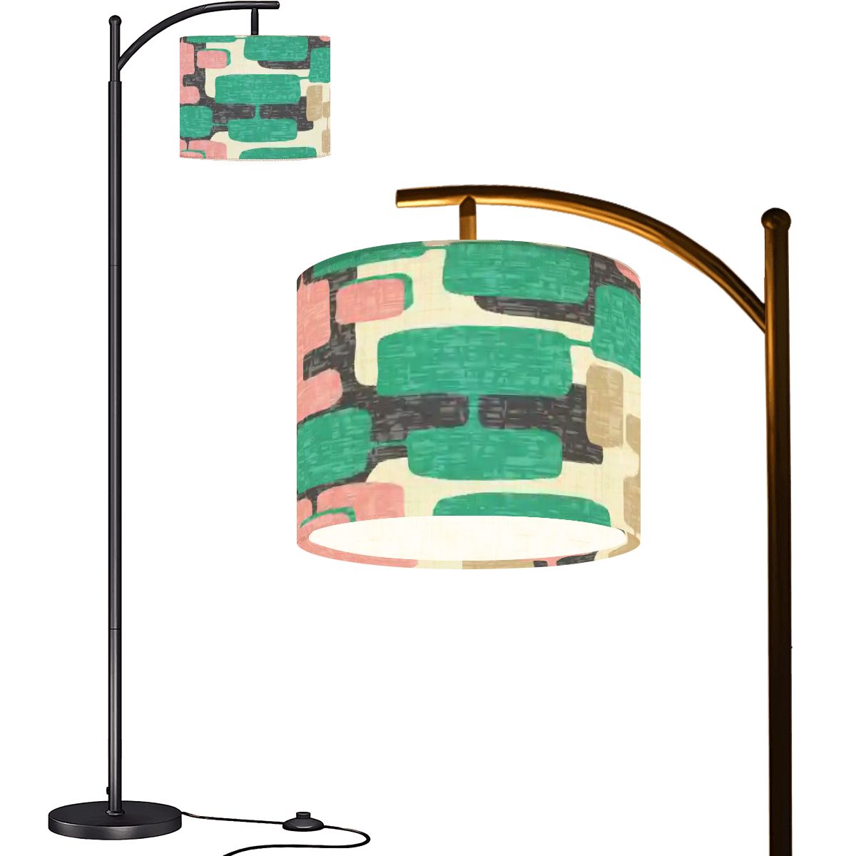 Kate McEnroe New York Mid Century Modern Arc Floor Lamp, Teal, Pink Retro Vintage Geometric LightingArc Floor Lampsi0NKT828c4