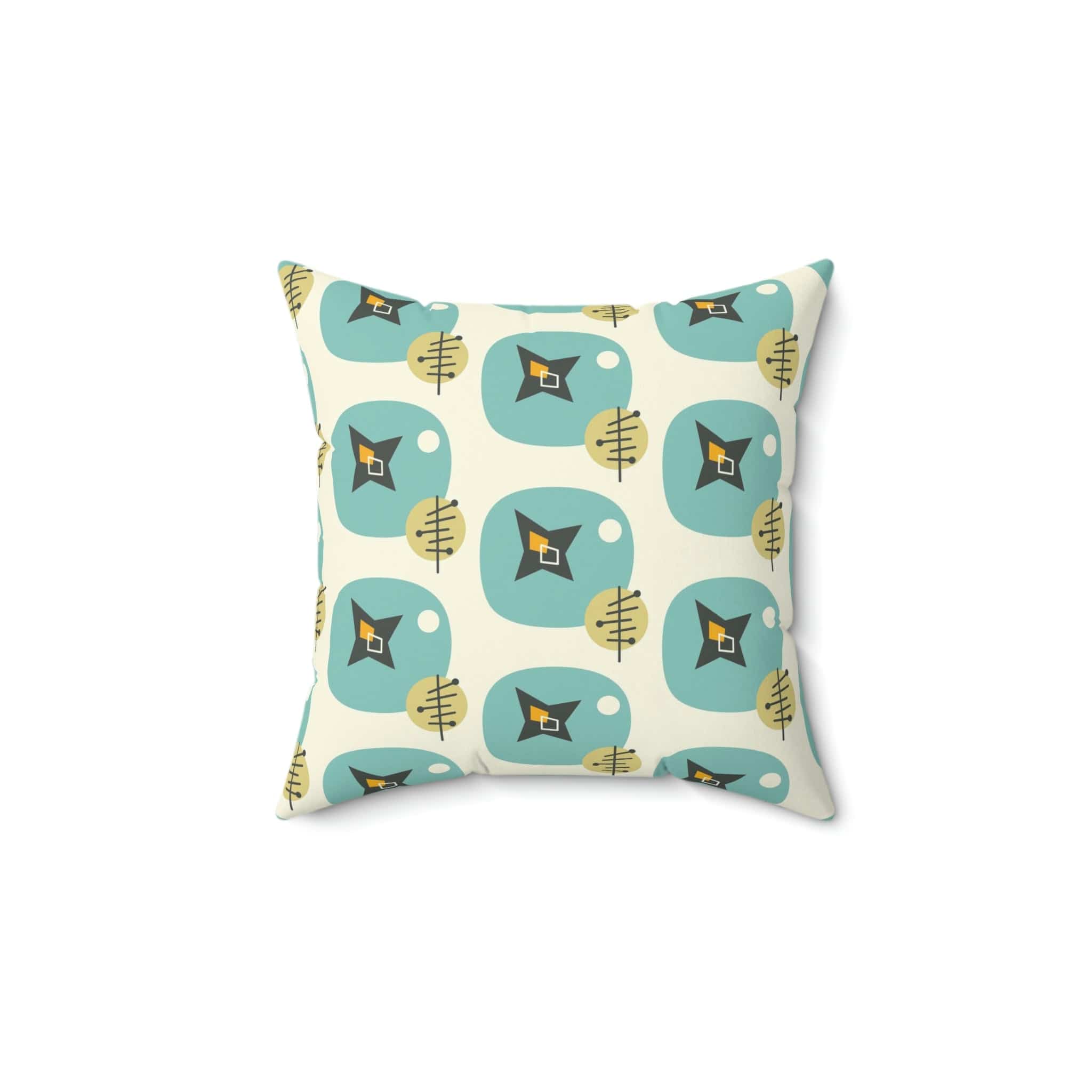 Kate McEnroe New York Mid Century Modern Atomic Aqua Throw Pillow with InsertThrow Pillows14038900733305176526