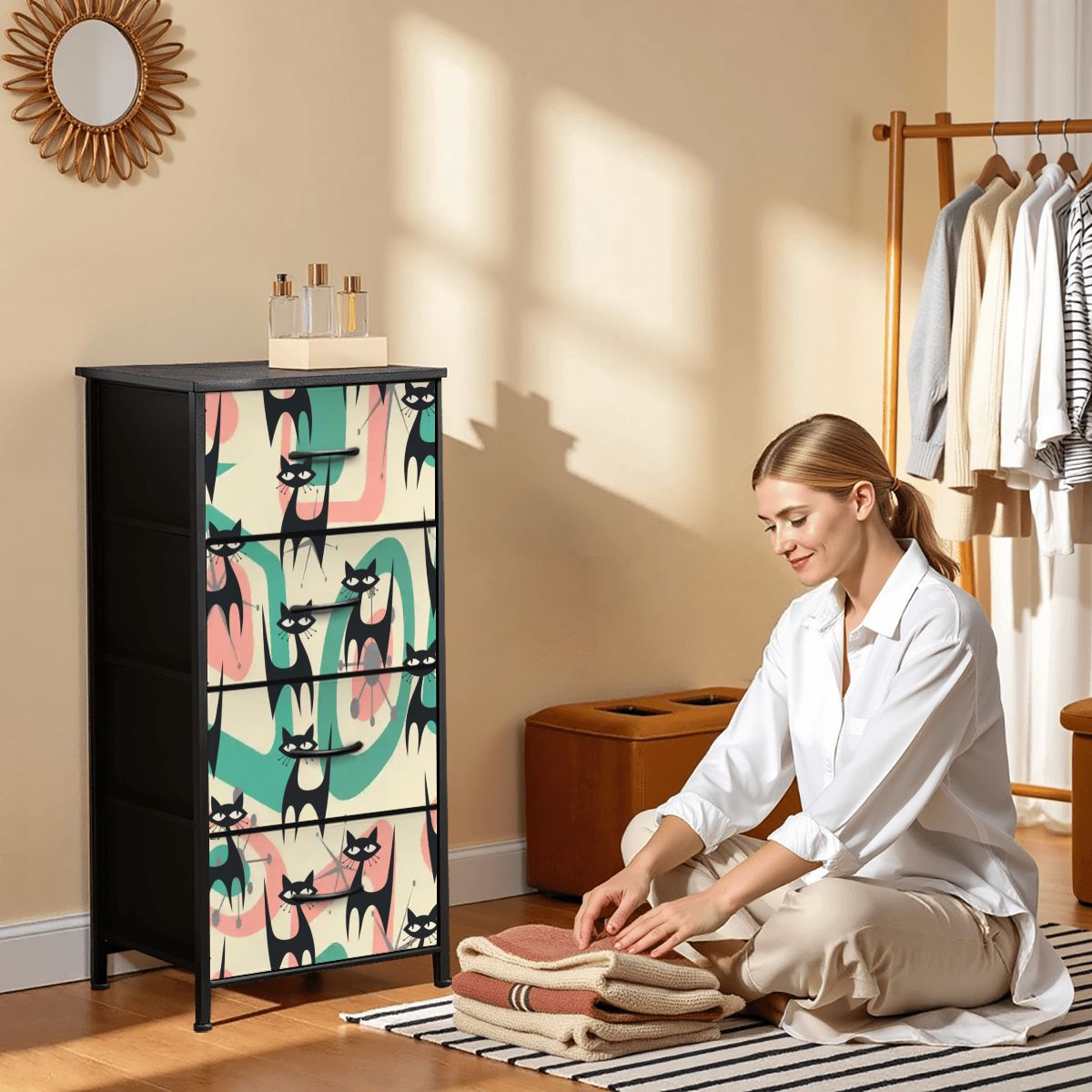 Kate McEnroe New York Mid Century Modern Atomic Black Cat Boomerang 4 Drawer DresserDressersURJJAuw9FZ