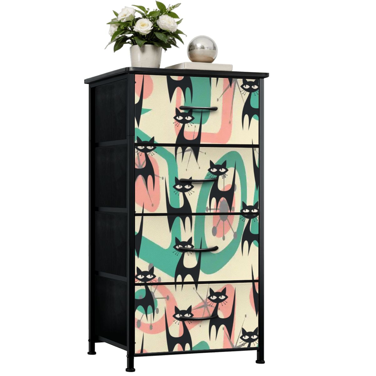 Kate McEnroe New York Mid Century Modern Atomic Black Cat Boomerang 4 Drawer DresserDressersURJJAuw9FZ