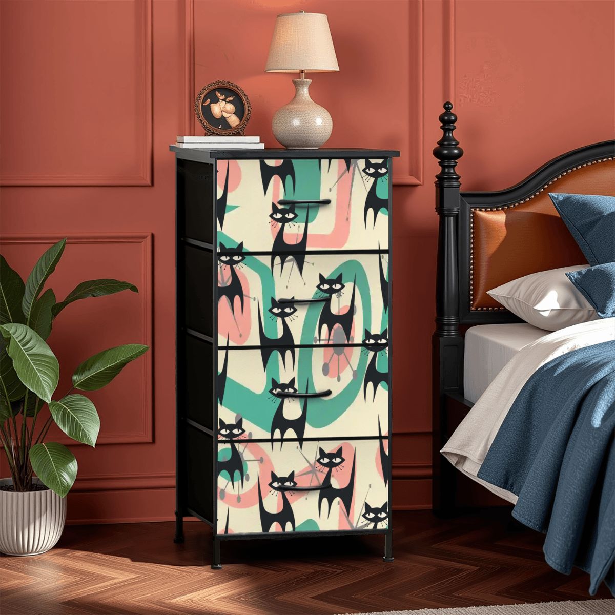 Kate McEnroe New York Mid Century Modern Atomic Black Cat Boomerang 4 Drawer DresserDressersURJJAuw9FZ