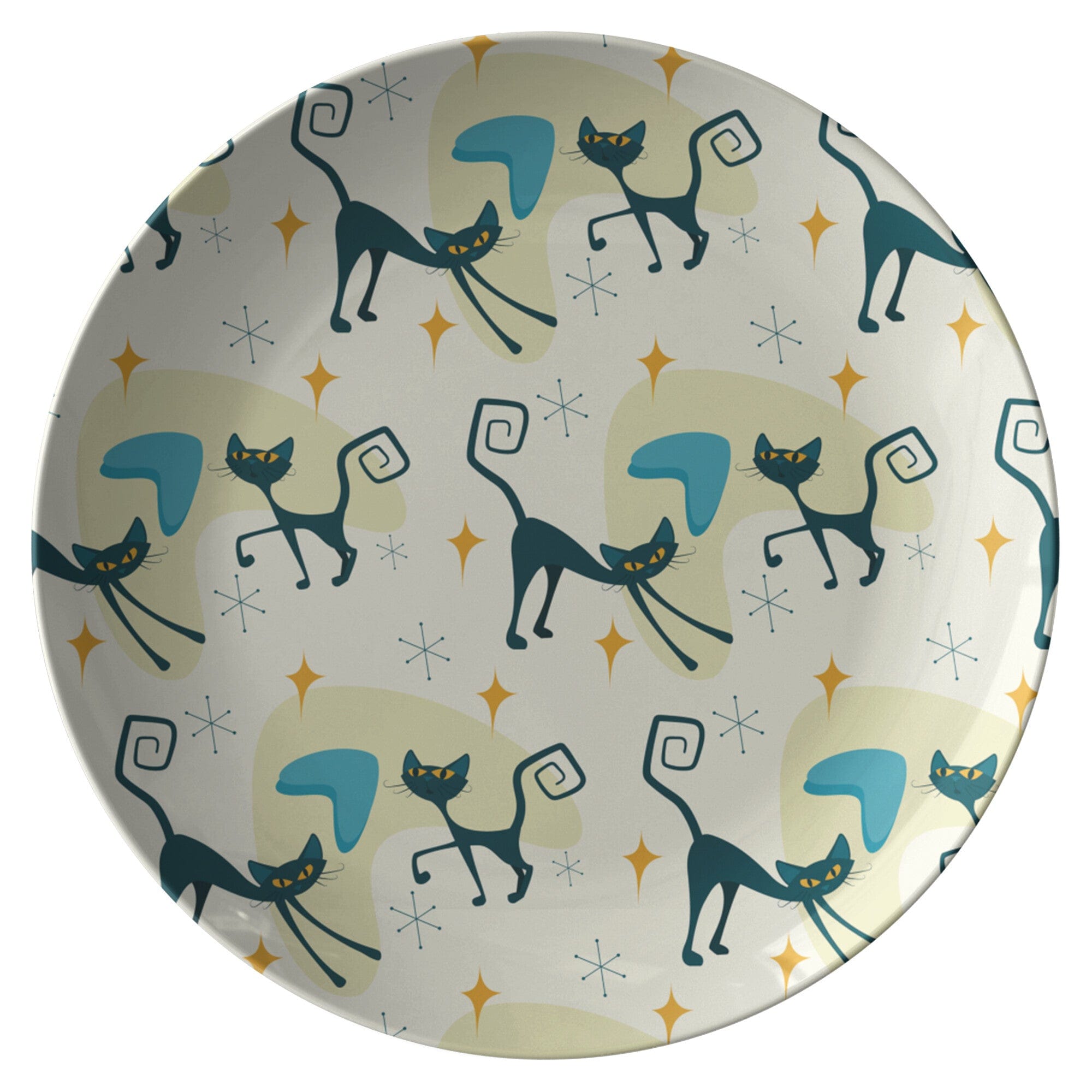 Kate McEnroe New York Mid Century Modern Atomic Black Cat Dinner PlatePlatesP20 - MID - CRE - 92S