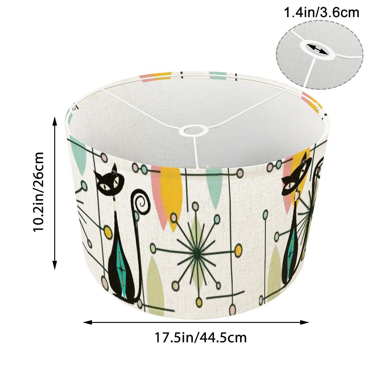 Kate McEnroe New York Mid Century Modern Atomic Black Cat Drum Lamp ShadeLamp Shadesvk3tGTaUM6
