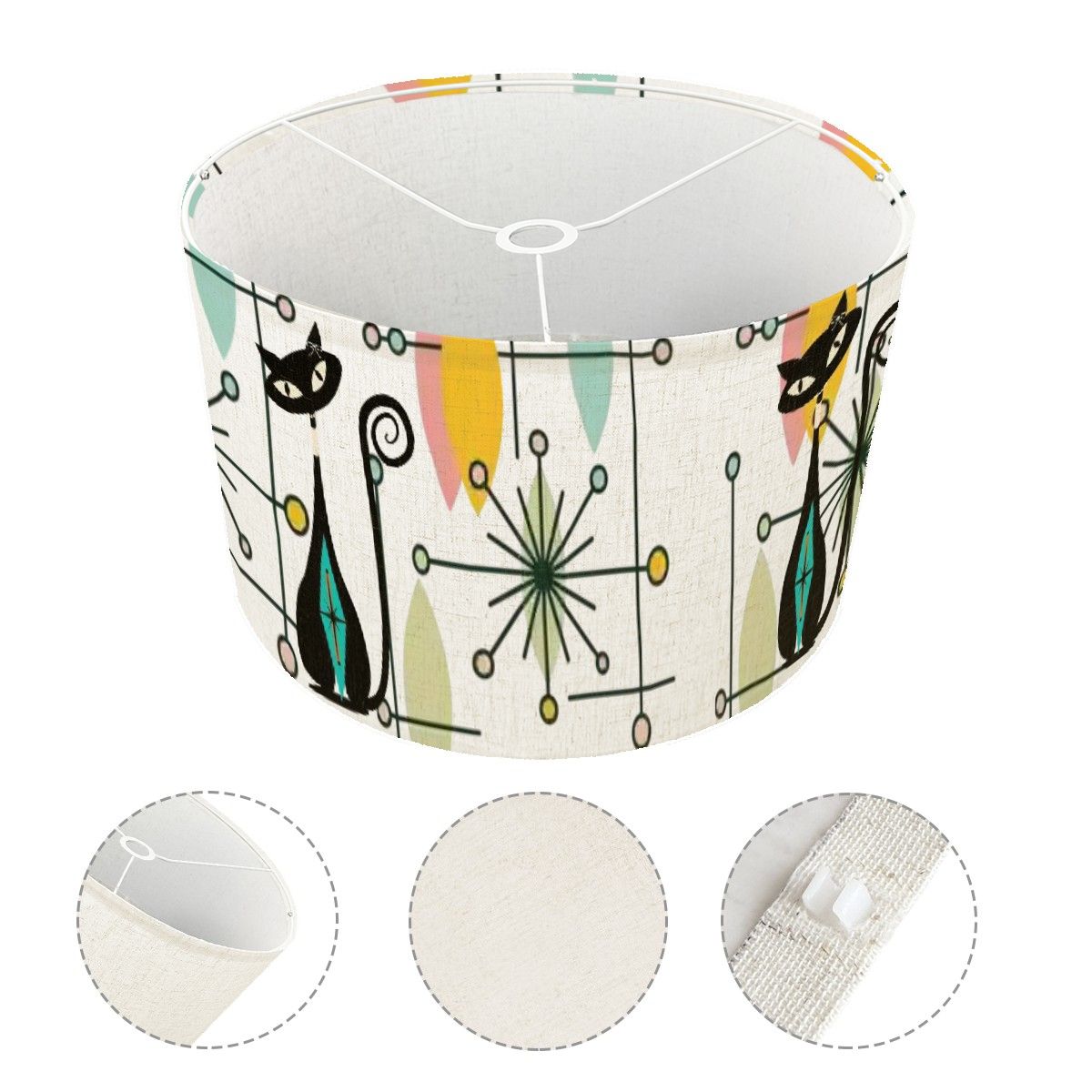 Kate McEnroe New York Mid Century Modern Atomic Black Cat Drum Lamp ShadeLamp Shadesvk3tGTaUM6