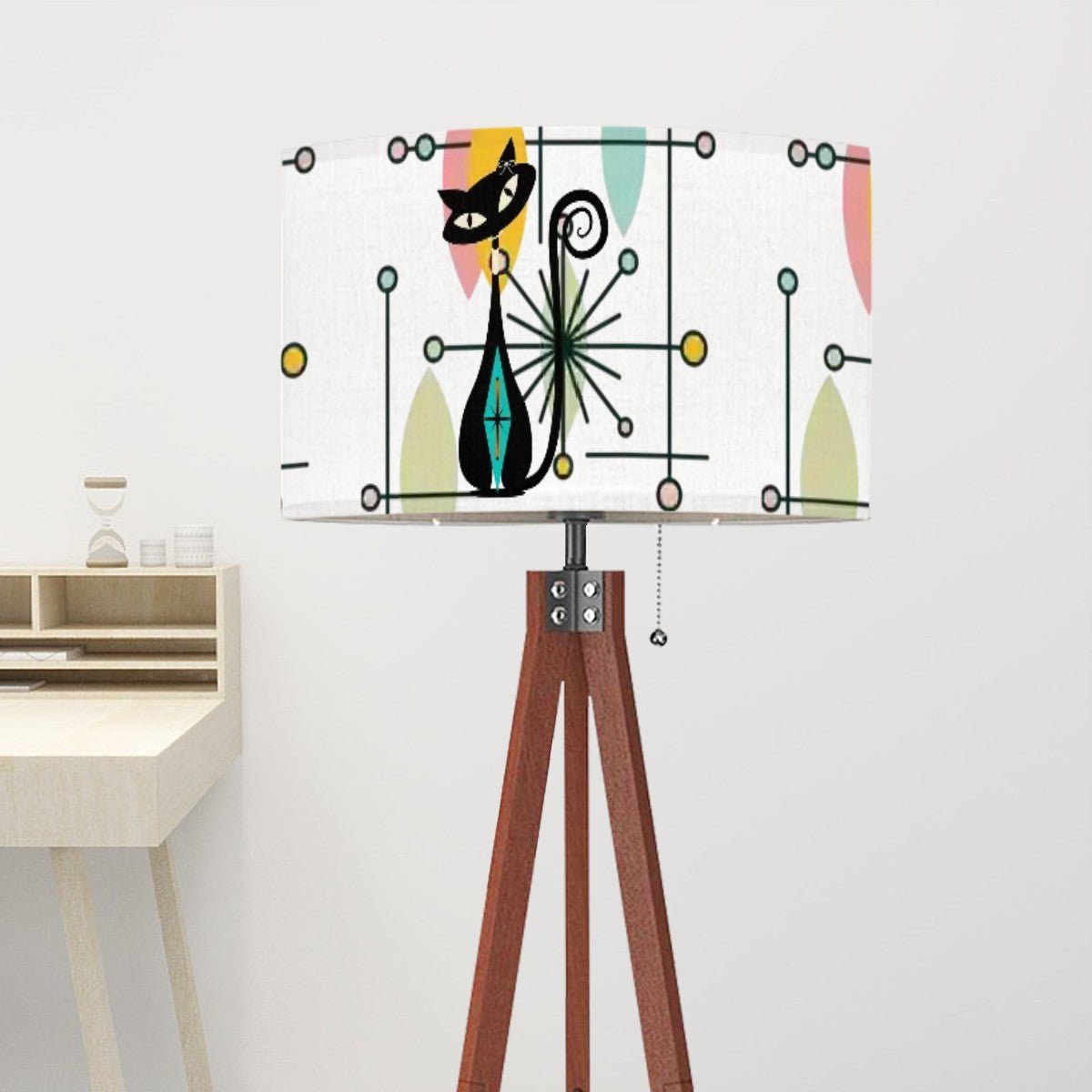 Kate McEnroe New York Mid Century Modern Atomic Black Cat Drum Lamp ShadeLamp Shadesvk3tGTaUM6