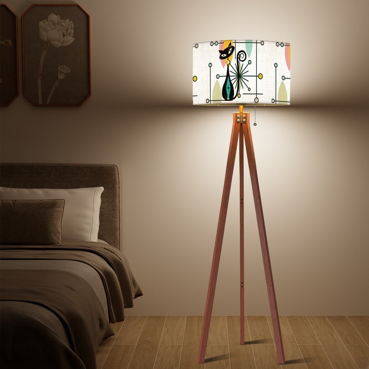 Kate McEnroe New York Mid Century Modern Atomic Black Cat Drum Lamp ShadeLamp Shadesvk3tGTaUM6