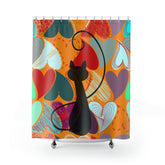 Kate McEnroe New York Mid Century Modern Atomic Black Cat Retro 90s Hearts Shower Curtain Bathroom DecorShower Curtains16501809414210701617