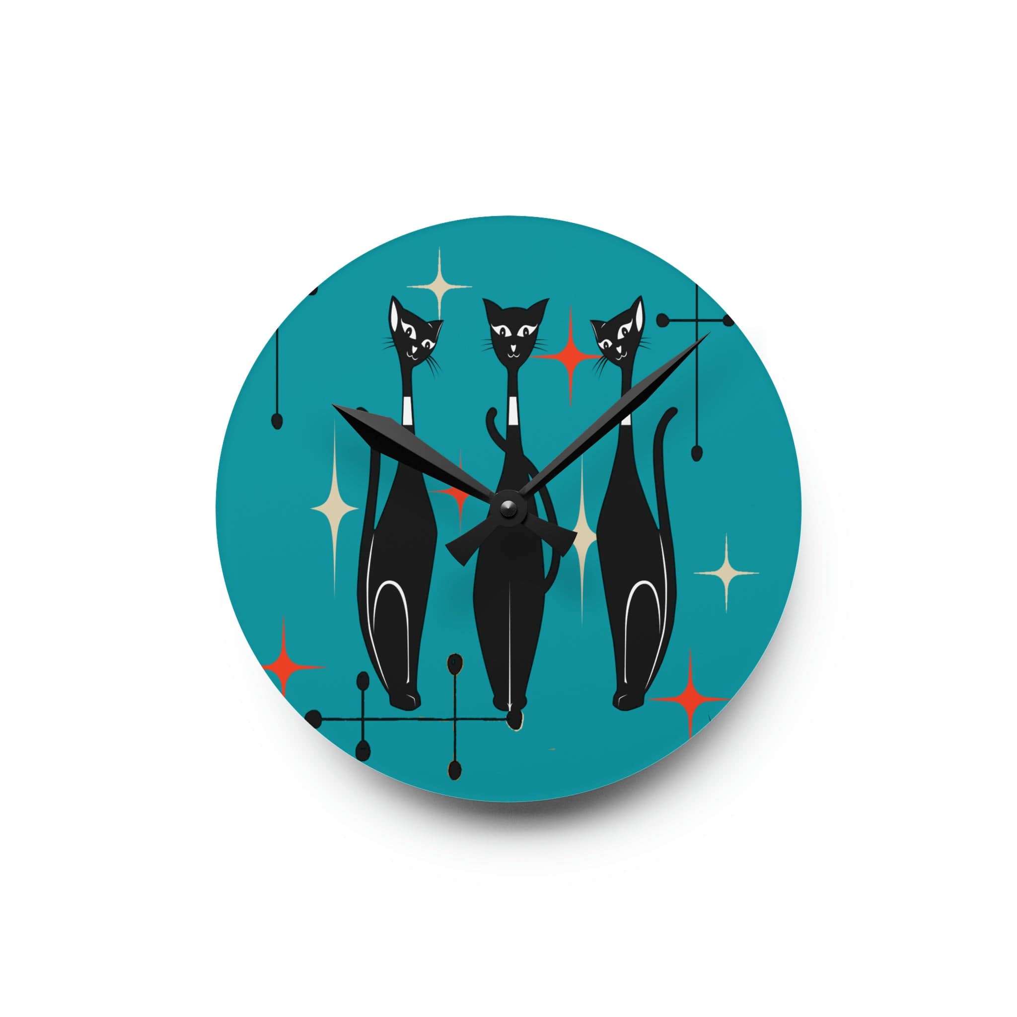 Kate McEnroe New York Mid Century Modern Atomic Cat Acrylic Wall Clock, Retro MCM Living Room, Bedroom, Office, Kids Home DecorWall Clocks22335888679680829471