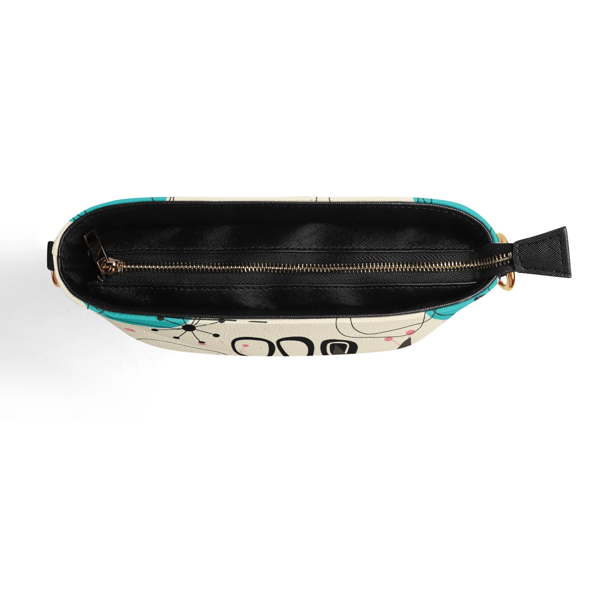 Kate McEnroe New York Mid Century Modern Atomic Cat Bucket Bag, Retro Pink, Turquoise, and Black Shoulder BagHandbagsWDE6PK1Y - 1
