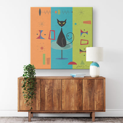 Kate McEnroe New York Mid Century Modern Atomic Cat Canvas Gallery Wrap Wall ArtCanvas Wall Art139002