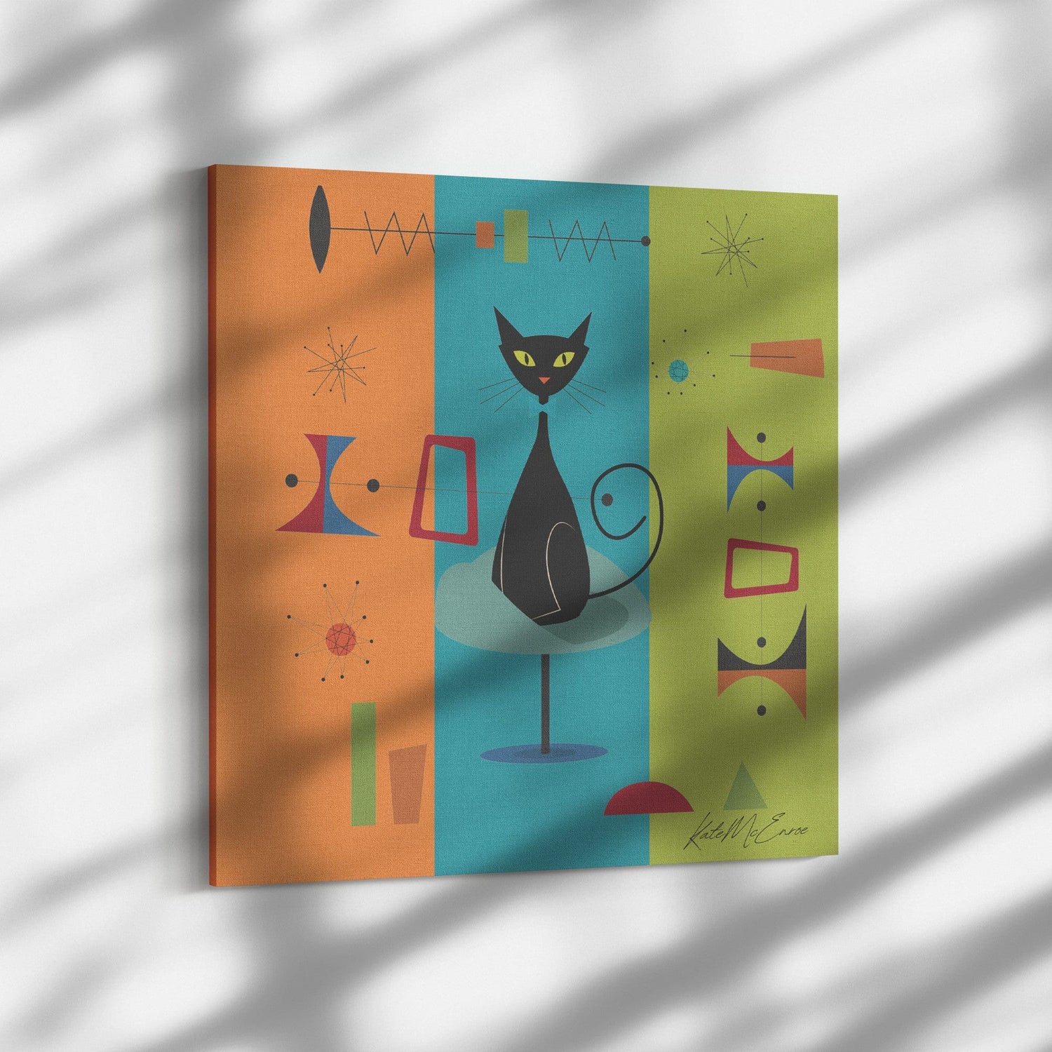 Kate McEnroe New York Mid Century Modern Atomic Cat Canvas Gallery Wrap Wall ArtCanvas Wall Art139111