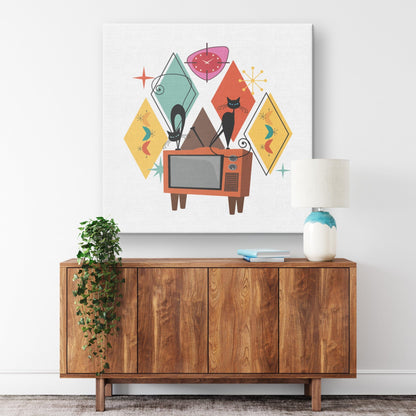 Kate McEnroe New York Mid Century Modern Atomic Cat Diamond Starburst Canvas WrapCanvas Wall Art139002