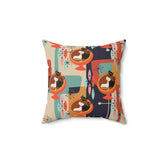 Kate McEnroe New York Mid Century Modern Atomic Cat Egg Chair Throw Pillow with Insert, MCM Retro Teal, Mustard Yellow, Orange Diamond Starburst Accent PillowThrow Pillows31084811793116551199