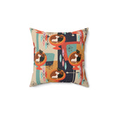 Kate McEnroe New York Mid Century Modern Atomic Cat Egg Chair Throw Pillow with Insert, MCM Retro Teal, Mustard Yellow, Orange Diamond Starburst Accent PillowThrow Pillows31084811793116551199