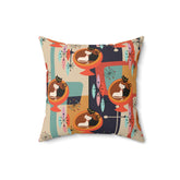 Kate McEnroe New York Mid Century Modern Atomic Cat Egg Chair Throw Pillow with Insert, MCM Retro Teal, Mustard Yellow, Orange Diamond Starburst Accent PillowThrow Pillows31084811793116551199