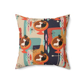 Kate McEnroe New York Mid Century Modern Atomic Cat Egg Chair Throw Pillow with Insert, MCM Retro Teal, Mustard Yellow, Orange Diamond Starburst Accent PillowThrow Pillows31084811793116551199