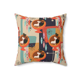 Kate McEnroe New York Mid Century Modern Atomic Cat Egg Chair Throw Pillow with Insert, MCM Retro Teal, Mustard Yellow, Orange Diamond Starburst Accent PillowThrow Pillows31084811793116551199