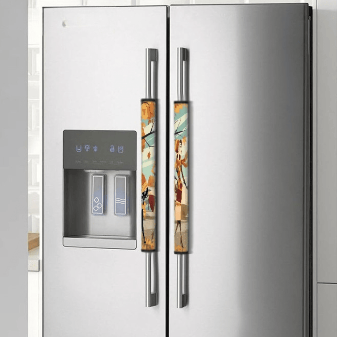 Kate McEnroe New York Mid Century Modern Atomic Cat Fall Autumn Refrigerator Handle CoversRefrigerator Handle CoversNAk7c0qiHz