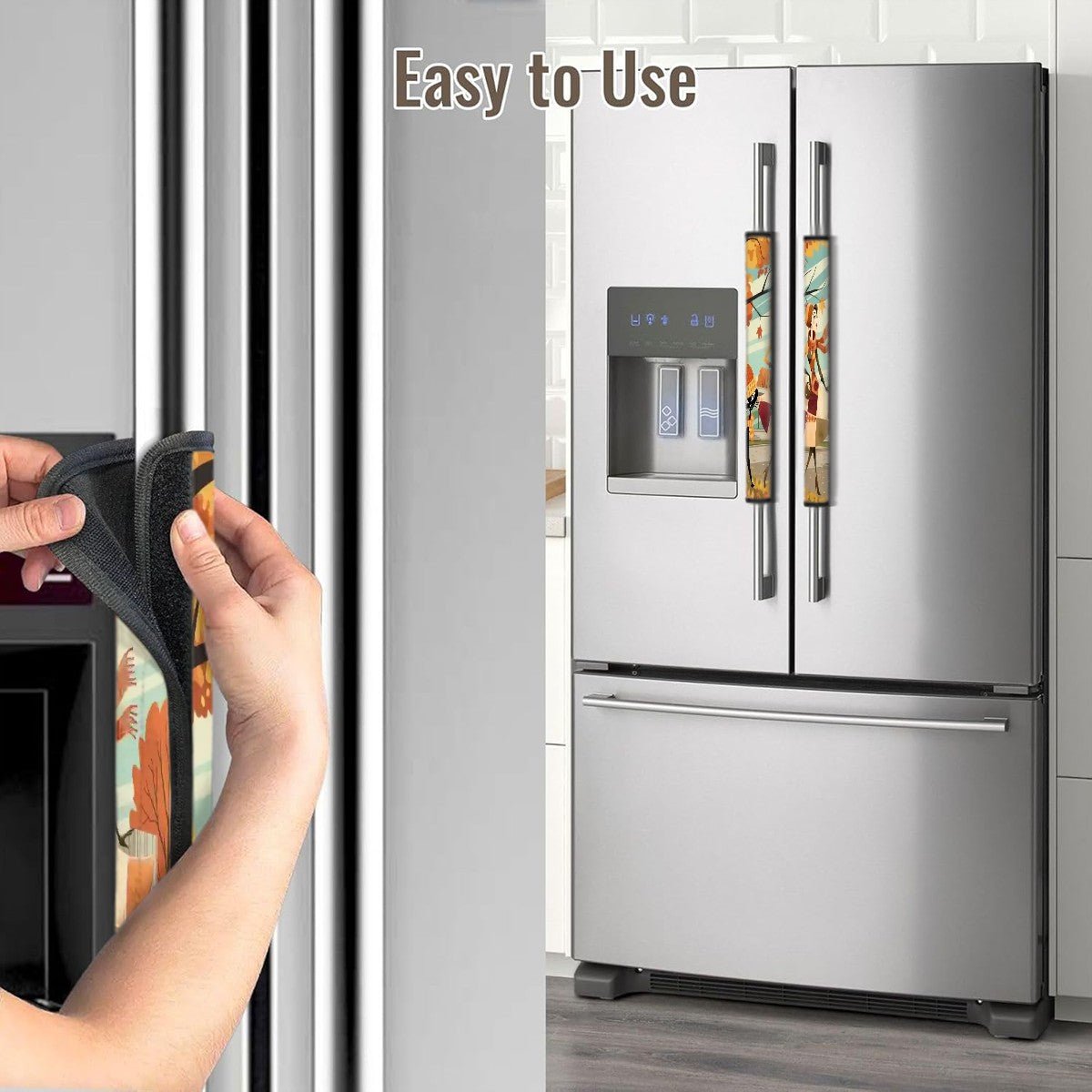 Kate McEnroe New York Mid Century Modern Atomic Cat Fall Autumn Refrigerator Handle CoversRefrigerator Handle CoversNAk7c0qiHz