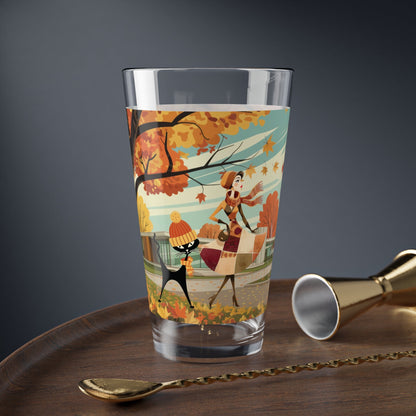 Kate McEnroe New York Mid Century Modern Atomic Cat Fall Pint Glass Retro Autumn DrinkwarePint Glasses29537676189608362015