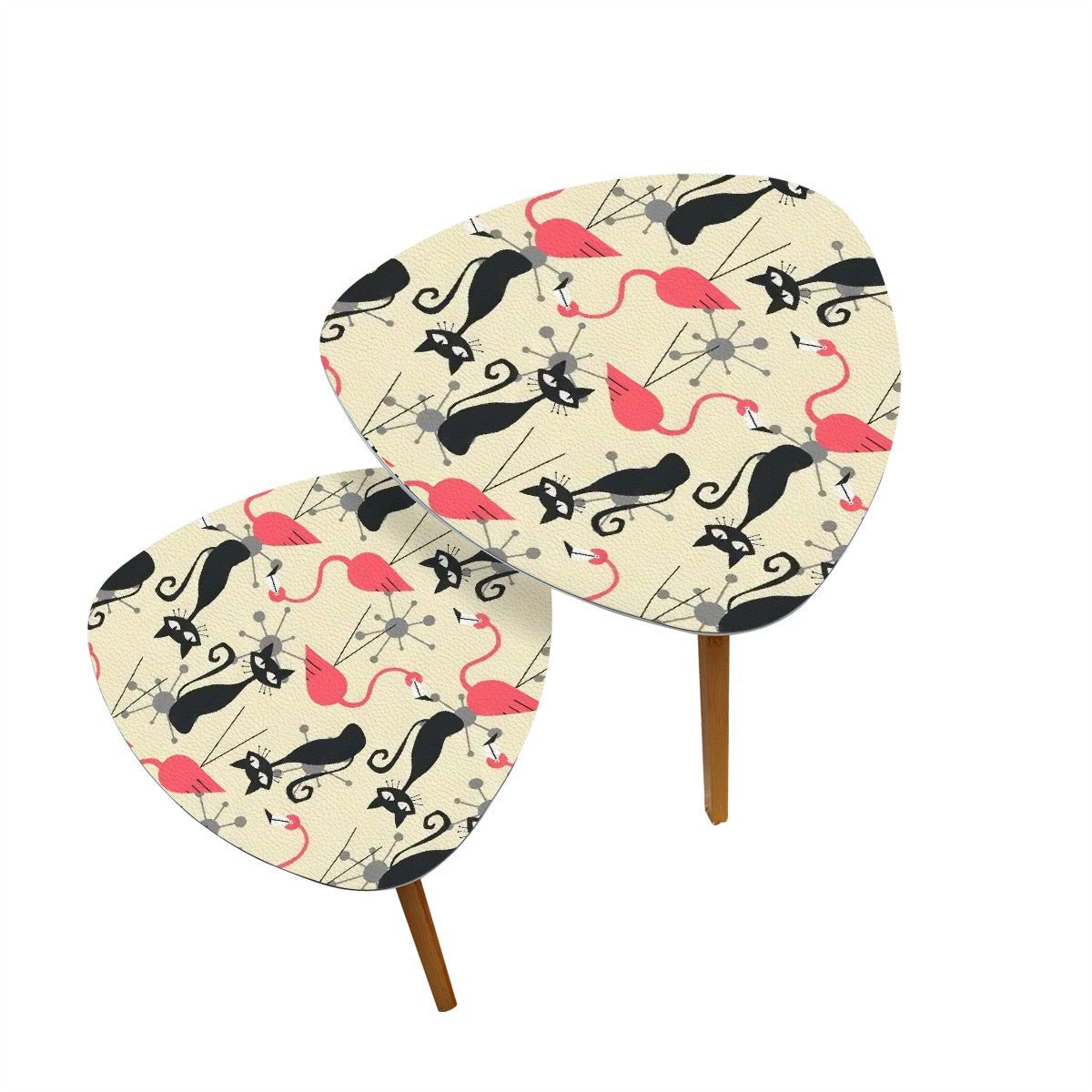 Kate McEnroe New York Mid Century Modern Atomic Cat Flamingo Nesting Tables, Retro Living Room Accent, Space Age Style Coffee Tables SetNesting TablesEMn09Jm0dP