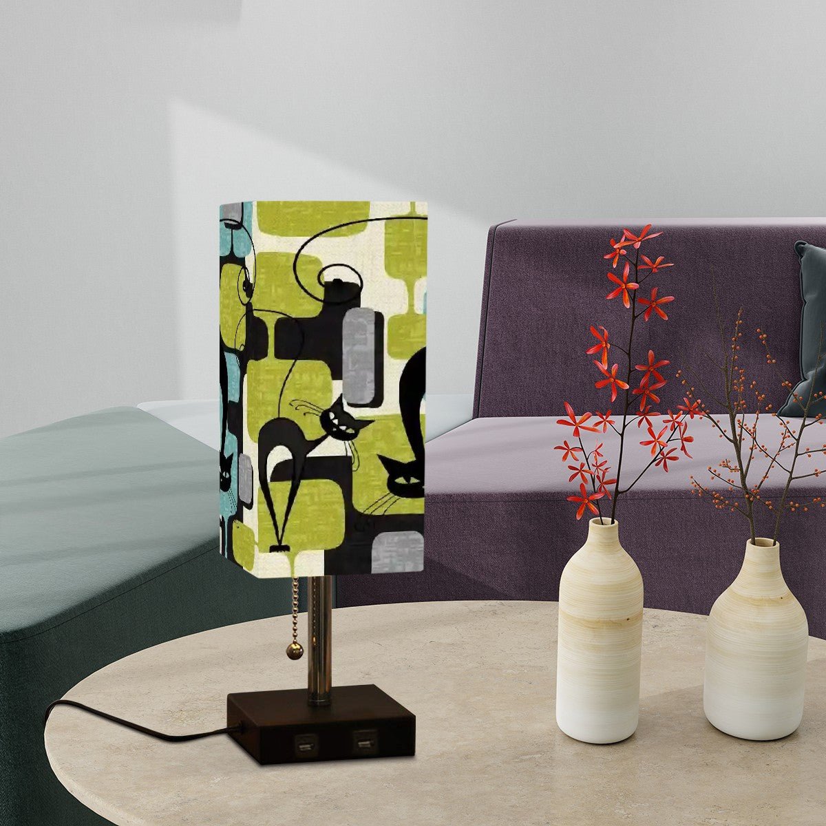 Kate McEnroe New York Mid Century Modern Atomic Cat Geometric Desk LampDesk LampsBRIJBjSg9W