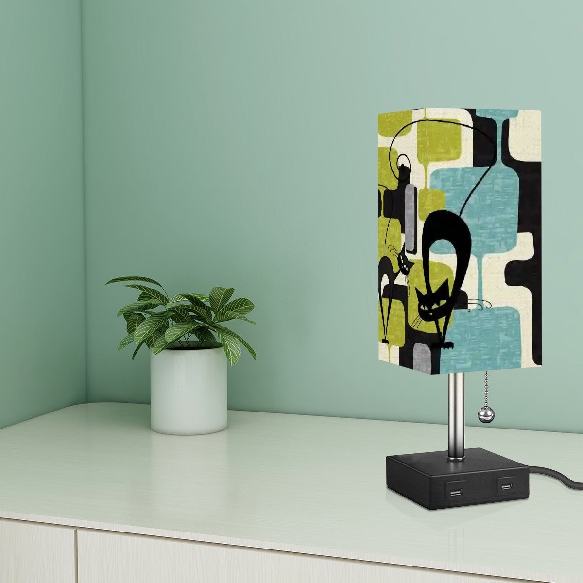Kate McEnroe New York Mid Century Modern Atomic Cat Geometric Desk LampDesk LampsBRIJBjSg9W