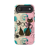 Kate McEnroe New York Mid Century Modern Atomic Cat iPhone Case in Retro Geometric Pink Turquoise and BlackPhone Cases23700540306631092024