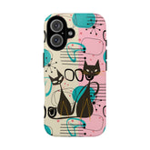 Kate McEnroe New York Mid Century Modern Atomic Cat iPhone Case in Retro Geometric Pink Turquoise and BlackPhone Cases31637761414582296087