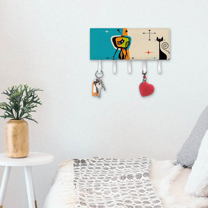 Space Theme Key Rack Mid Century Modern Atomic Cat Key Rack, Retro Space Age TV Wall Hook O ...
