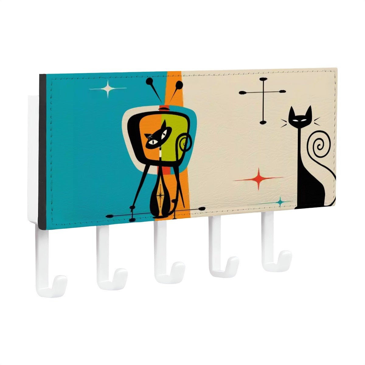 Kate McEnroe New York Mid Century Modern Atomic Cat Key Rack, Retro Space Age TV Wall Hook Organizer, 50s Kitsch Entryway StorageKey Holder Wall MountBqzEe25hmH