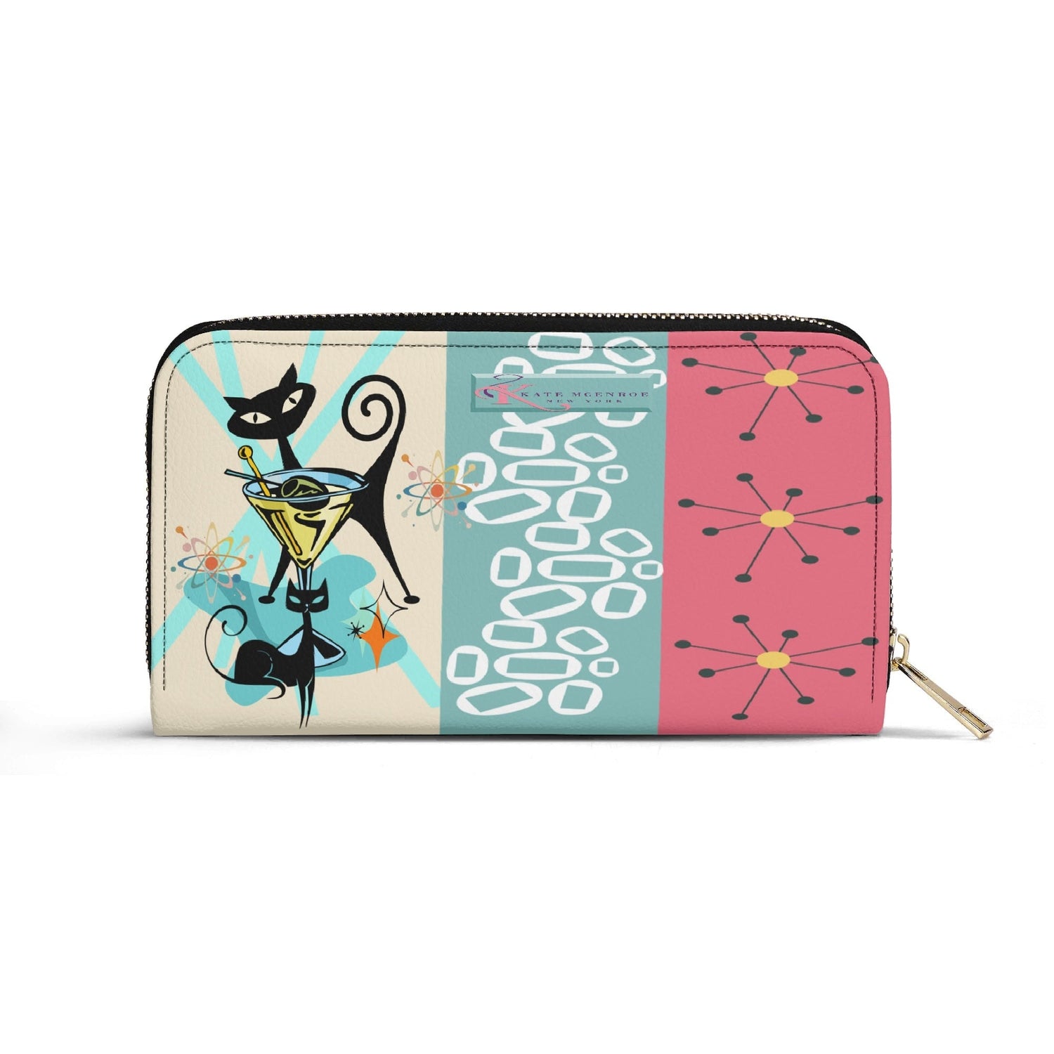 Kate McEnroe New York Mid Century Modern Atomic Cat Martini Zip Around WalletWalletsWE9Q0G6W-1